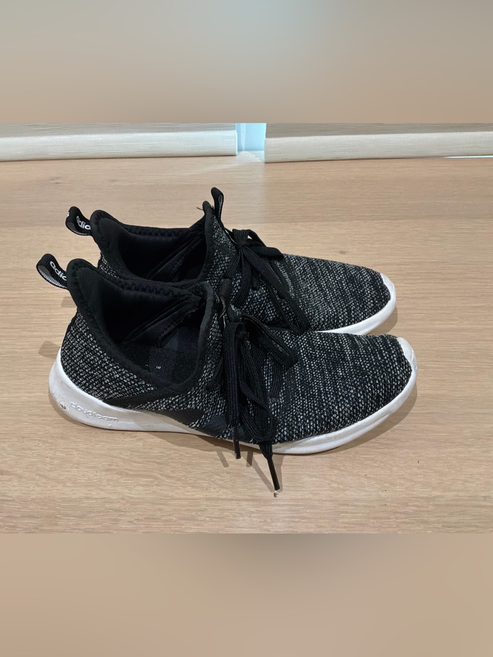 adidas Black and White Knit Slip-On Sneakers